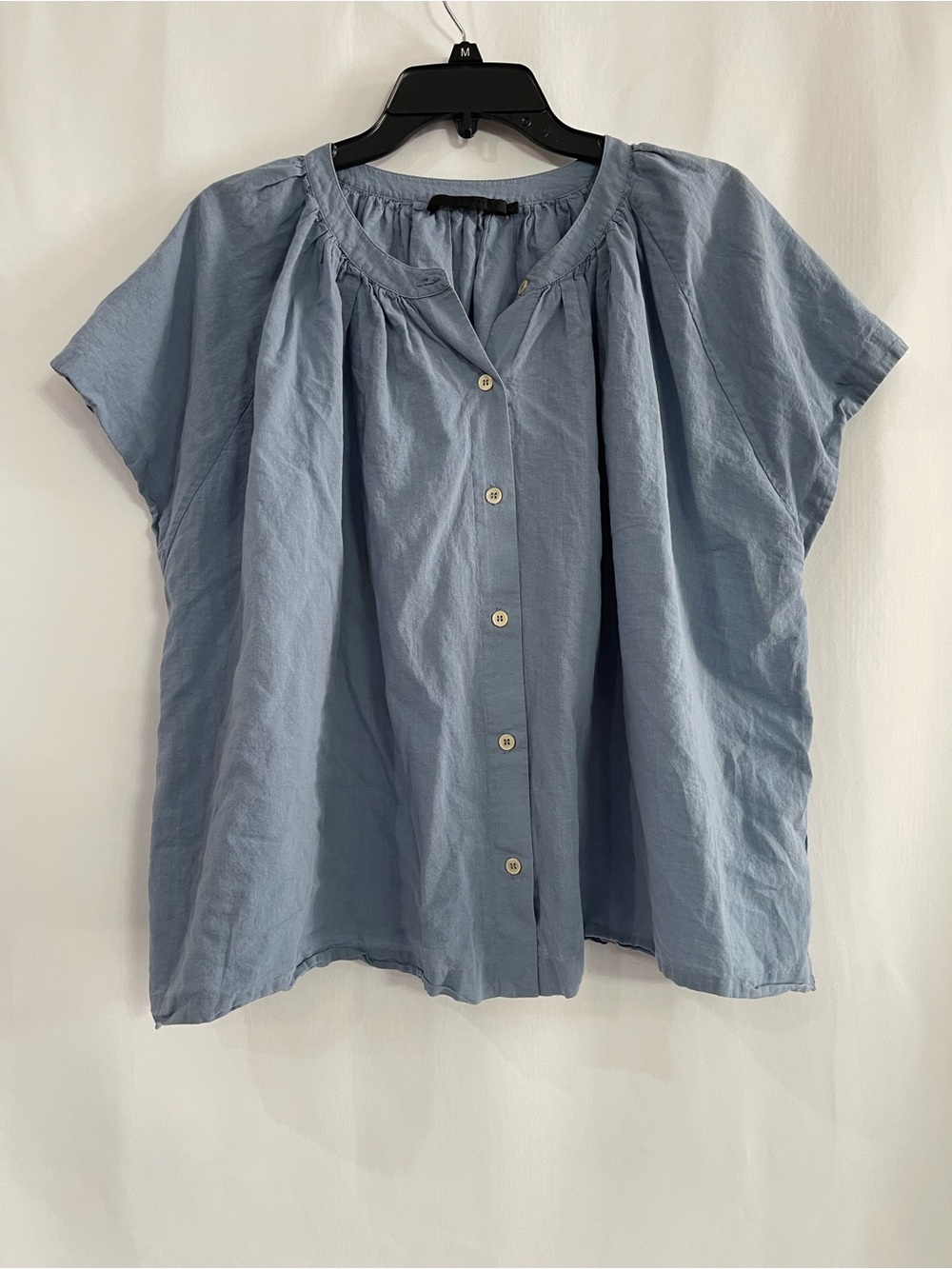 Jenni Kayne Willow blouse vintage blue size Large oversized billowy linen blend
